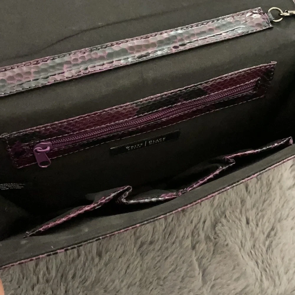WHBM Amethyst & Black Snakeskin Clutch with Chain - Picture 4 of 9